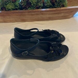 Ziera Women's Mary Janes Black Leather Floral‎ Shoes Flower Size 41 US 10 EUC